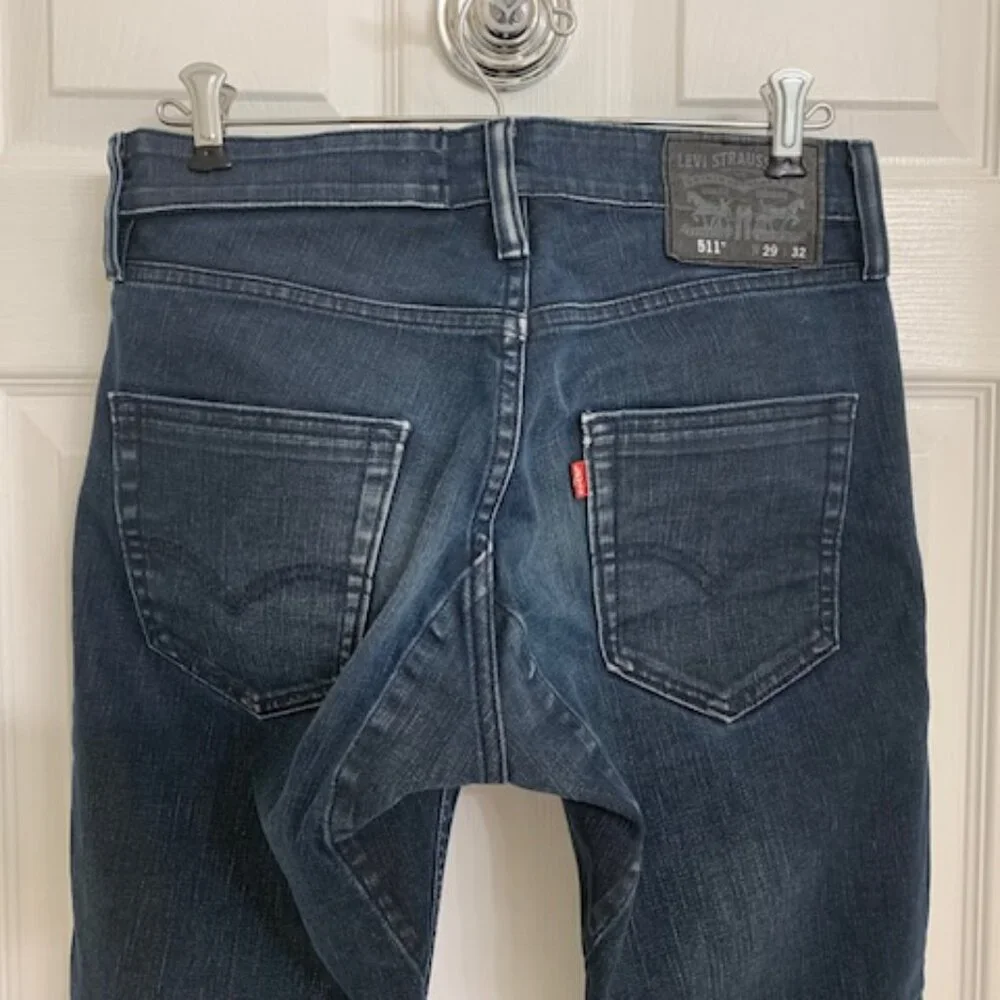 Men's LEVI'S 511 29x32 Skinny Slim Blue Black Jeans - Picture 6 of 9